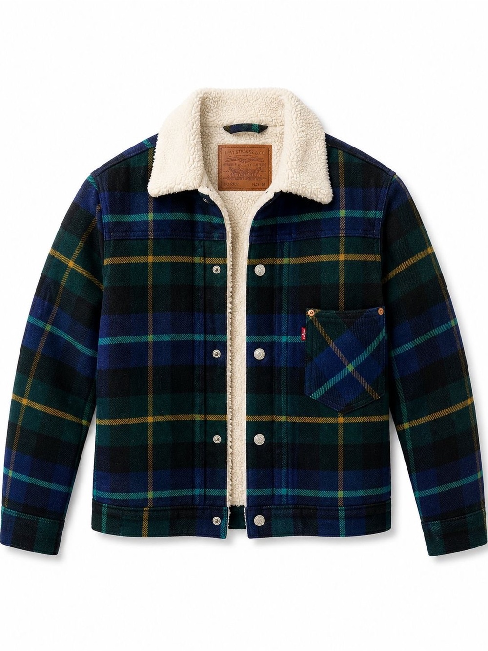 Levi's Kids Plaid Sherpa-Lined Jacket - Green/Blue/Cream
